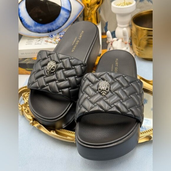 🆕 KURT GEIGER LONDON 🧿 NWOB Meena Eagle Platform Slides Sz EU 40 US 9 - Picture 7 of 15
